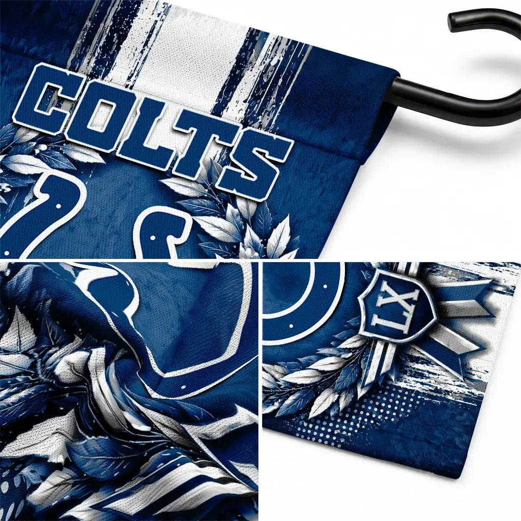 Indianapolis Colts Garden Flag Personalized Laurel Wreath Blue Latest Model Indianapolis Colts Garden Flag Personalized Laurel Wreath Blue Latest Model