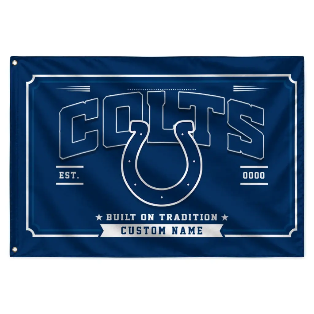 Indianapolis Colts House Flag Custom Ornate Border Blue Best Selling Indianapolis Colts House Flag Custom Ornate Border Blue Best Selling