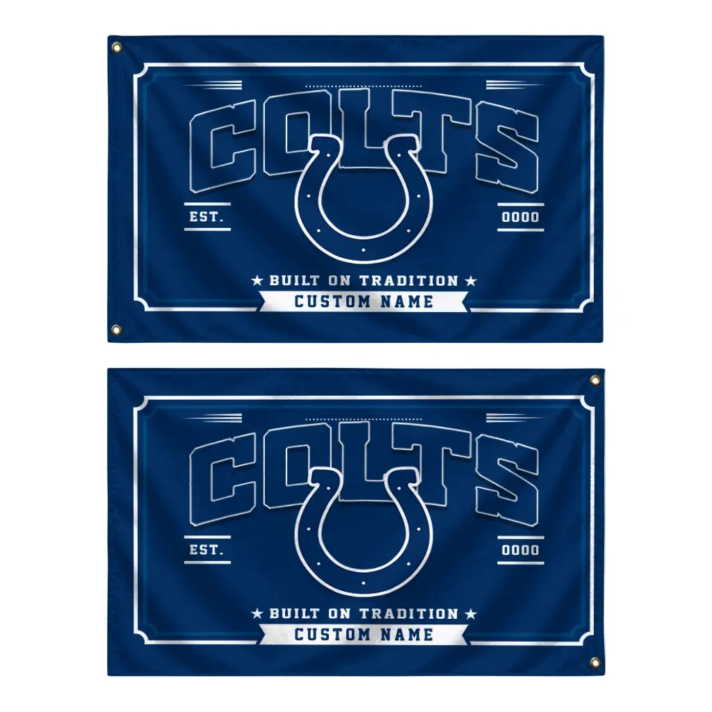 Indianapolis Colts House Flag Custom Ornate Border Blue Fashion Forward Indianapolis Colts House Flag Custom Ornate Border Blue Fashion Forward