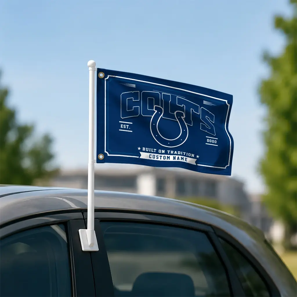 Indianapolis Colts House Flag Custom Ornate Border Blue Latest Model Indianapolis Colts House Flag Custom Ornate Border Blue Latest Model