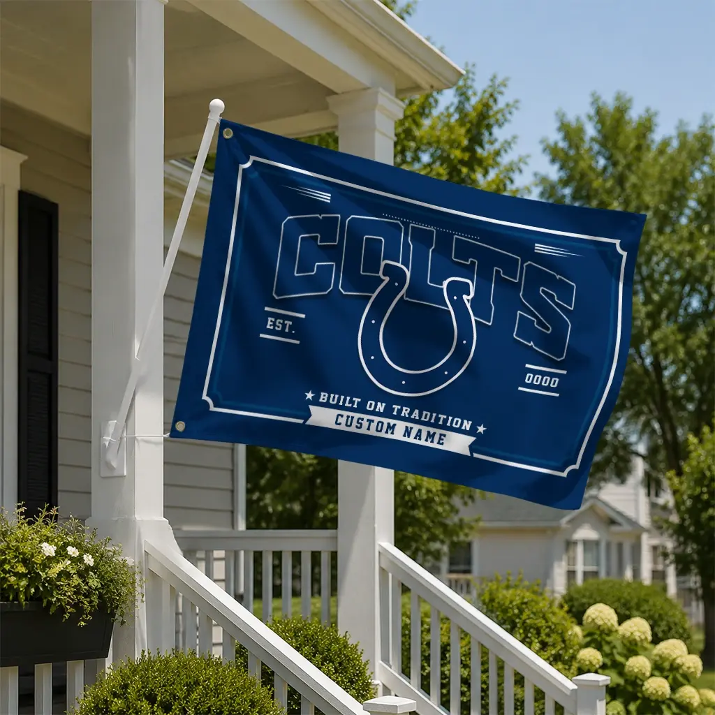Indianapolis Colts House Flag Custom Ornate Border Blue New Arrival Indianapolis Colts House Flag Custom Ornate Border Blue New Arrival