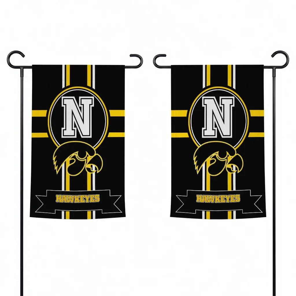 Iowa Hawkeyes Garden Flag Custom Circle Medallion Black Fashion Forward Iowa Hawkeyes Garden Flag Custom Circle Medallion Black Fashion Forward