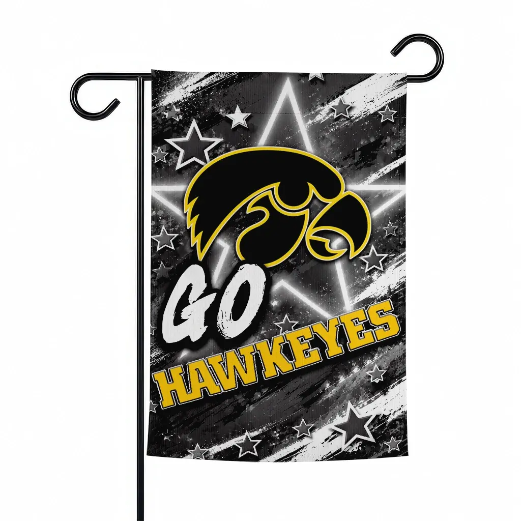 Iowa Hawkeyes Garden Flag Customized Glowing Star Black Best Selling Iowa Hawkeyes Garden Flag Customized Glowing Star Black Best Selling