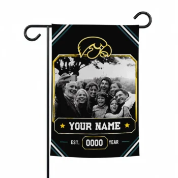 Iowa Hawkeyes Garden Flag - Personalized Photo Frame Black