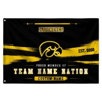 Iowa Hawkeyes House Flag Custom Brushed Streaks Black Best Selling