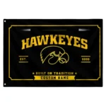 Iowa Hawkeyes House Flag Custom Ornate Border Black Best Selling