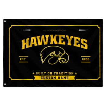 Iowa Hawkeyes House Flag Custom Ornate Border Black Best Selling