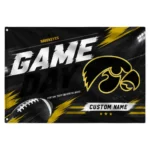 Iowa Hawkeyes House Flag Customized Action Streaks Black Best Selling