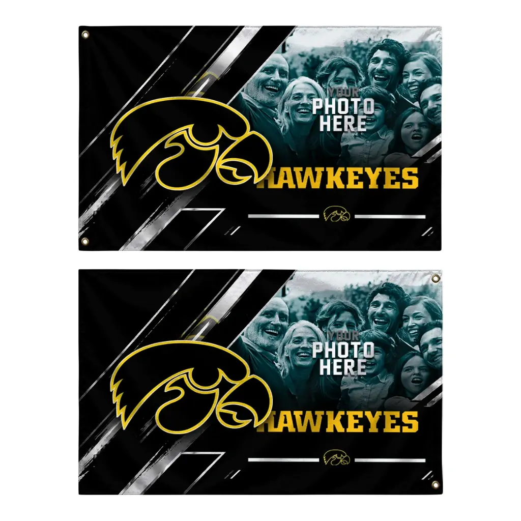 Iowa Hawkeyes House Flag Customized Diagonal Stripes Black Fashion Forward Iowa Hawkeyes House Flag Customized Diagonal Stripes Black Fashion Forward