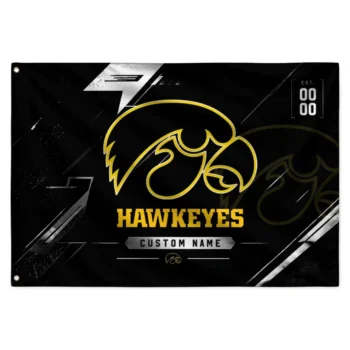 Iowa Hawkeyes House Flag Personalized Speed Slashes Black Best Selling