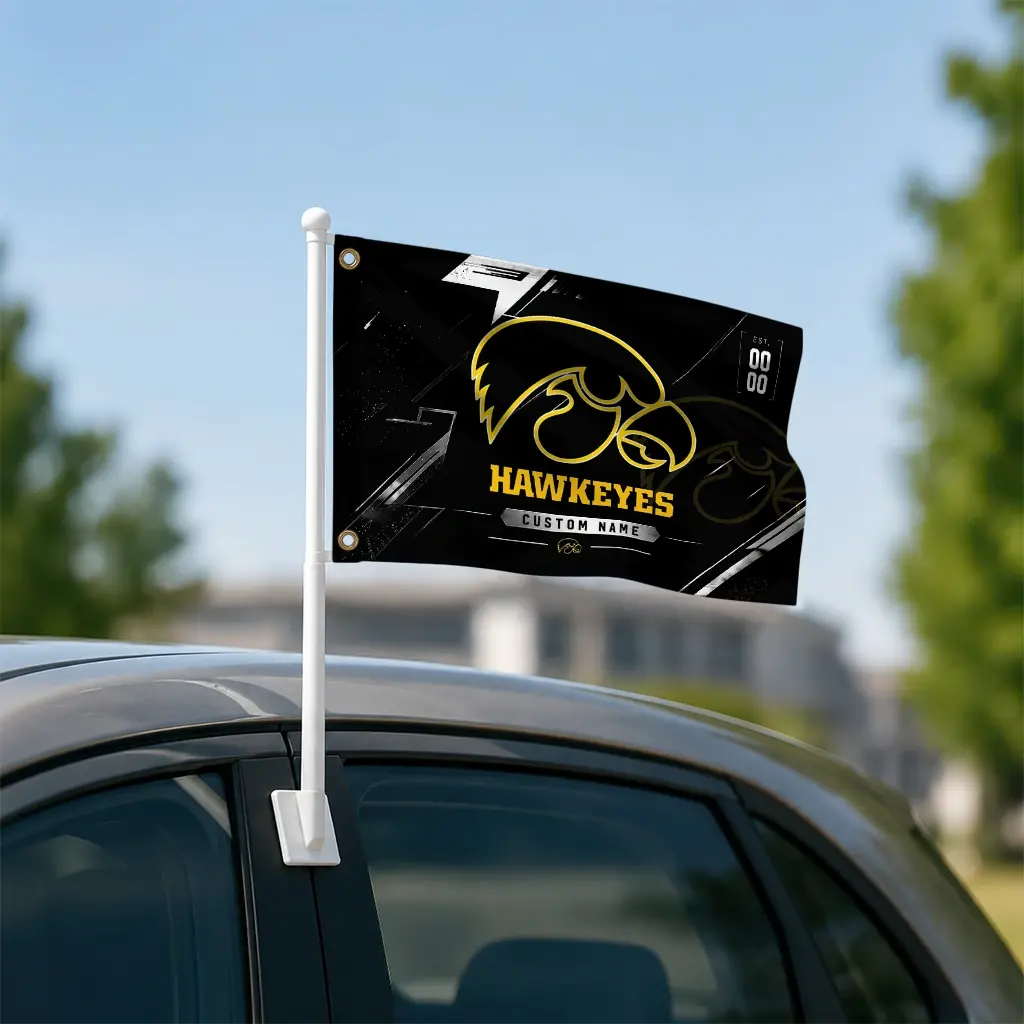 Iowa Hawkeyes House Flag Personalized Speed Slashes Black Latest Model Iowa Hawkeyes House Flag Personalized Speed Slashes Black Latest Model