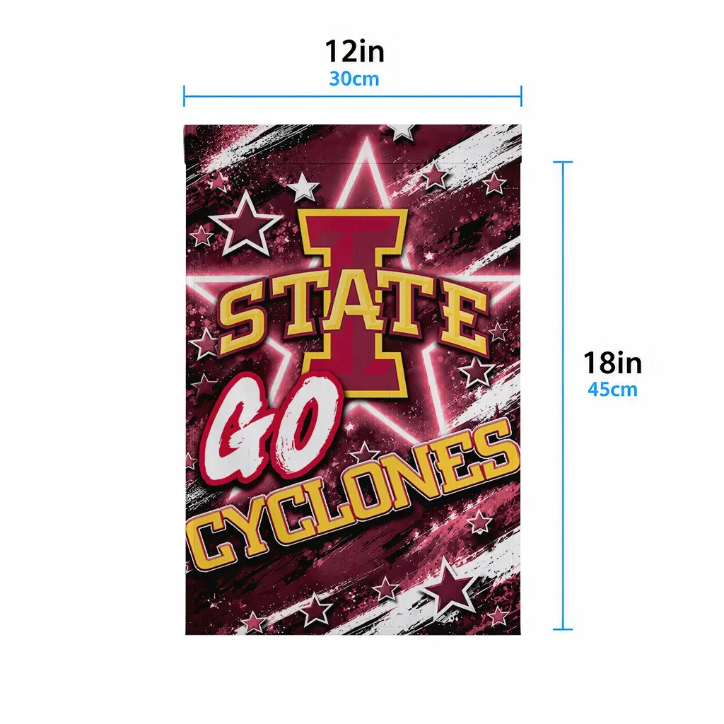 Iowa State Cyclones Garden Flag Custom Glowing Star Red High Quality Iowa State Cyclones Garden Flag Custom Glowing Star Red High Quality