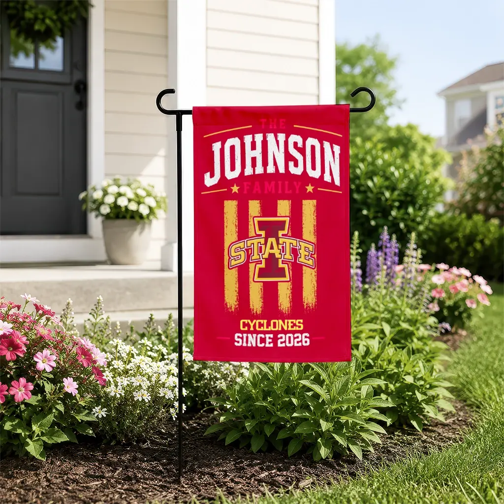 Iowa State Cyclones Garden Flag Customized Distressed Stripes Red New Arrival Iowa State Cyclones Garden Flag Customized Distressed Stripes Red New Arrival