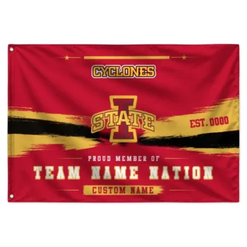 Iowa State Cyclones House Flag Personalized Brushed Streaks Red Best Selling