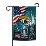 Jacksonville Jaguars Garden Flag - Customized Icon Collage Teal
