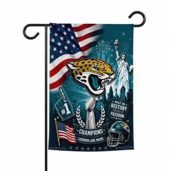 Jacksonville Jaguars Garden Flag - Customized Icon Collage Teal