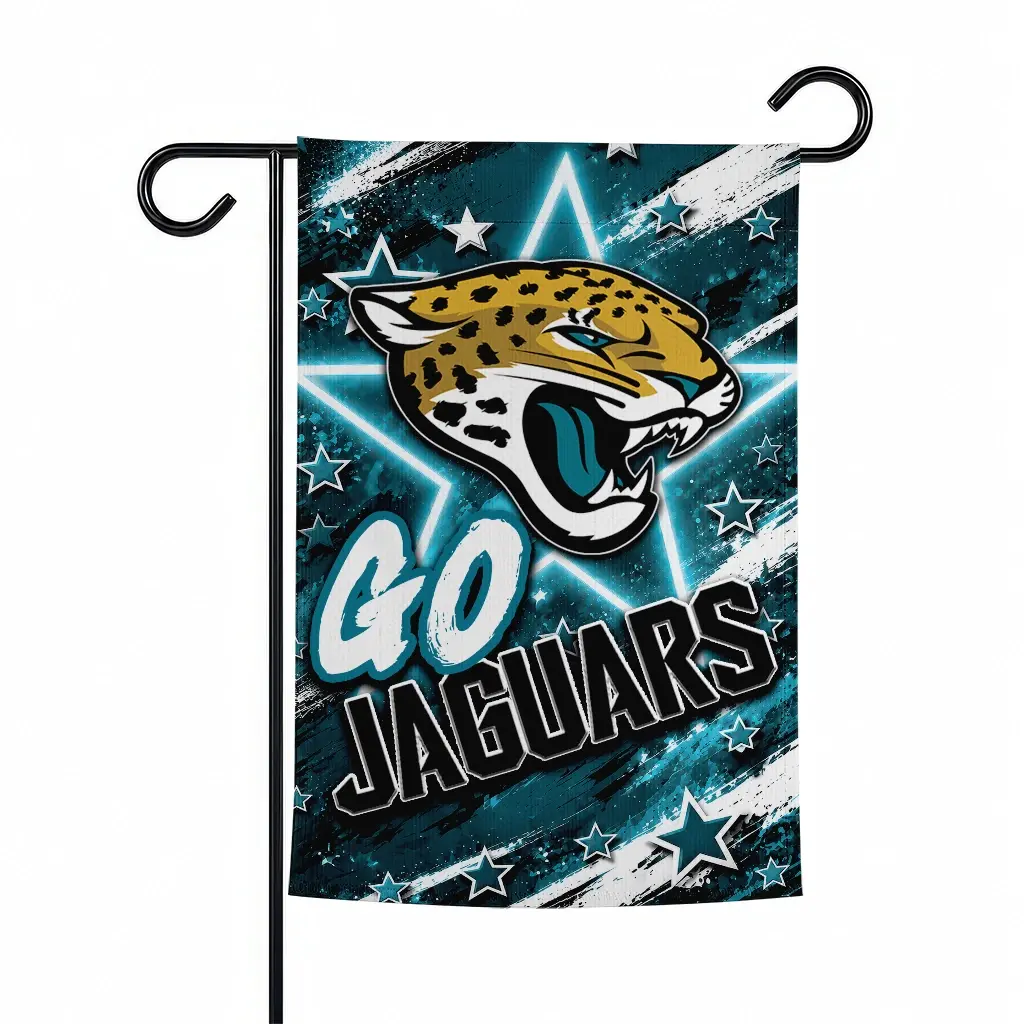 Jacksonville Jaguars Garden Flag Personalized Glowing Star Teal Best Selling Jacksonville Jaguars Garden Flag Personalized Glowing Star Teal Best Selling