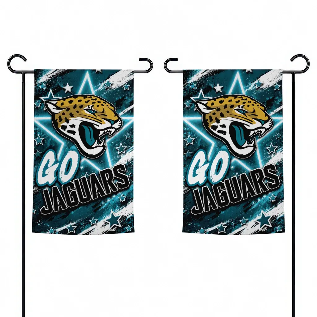 Jacksonville Jaguars Garden Flag Personalized Glowing Star Teal Fashion Forward Jacksonville Jaguars Garden Flag Personalized Glowing Star Teal Fashion Forward
