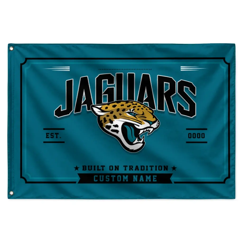 Jacksonville Jaguars House Flag Customized Ornate Border Teal Best Selling Jacksonville Jaguars House Flag Customized Ornate Border Teal Best Selling