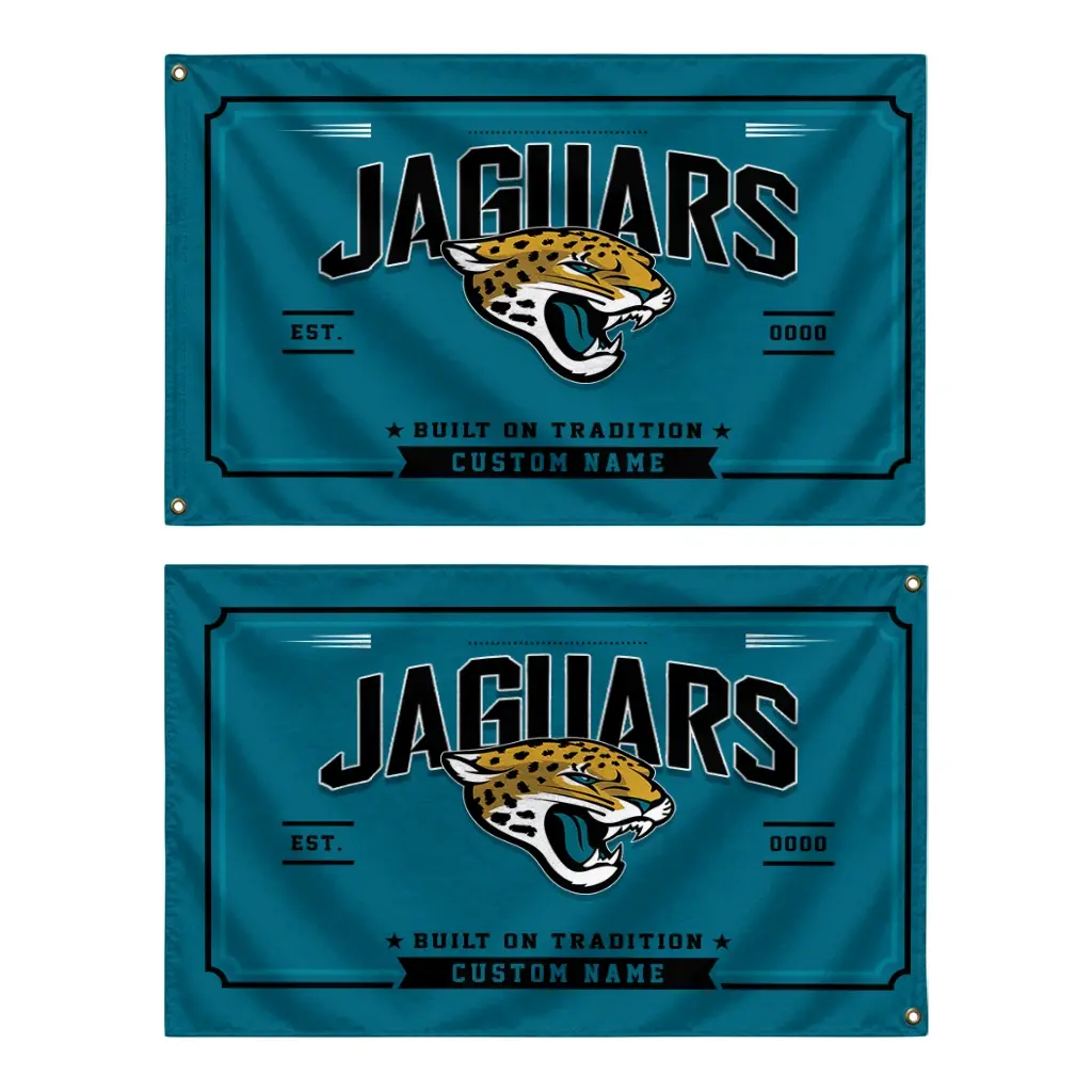 Jacksonville Jaguars House Flag Customized Ornate Border Teal Fashion Forward Jacksonville Jaguars House Flag Customized Ornate Border Teal Fashion Forward