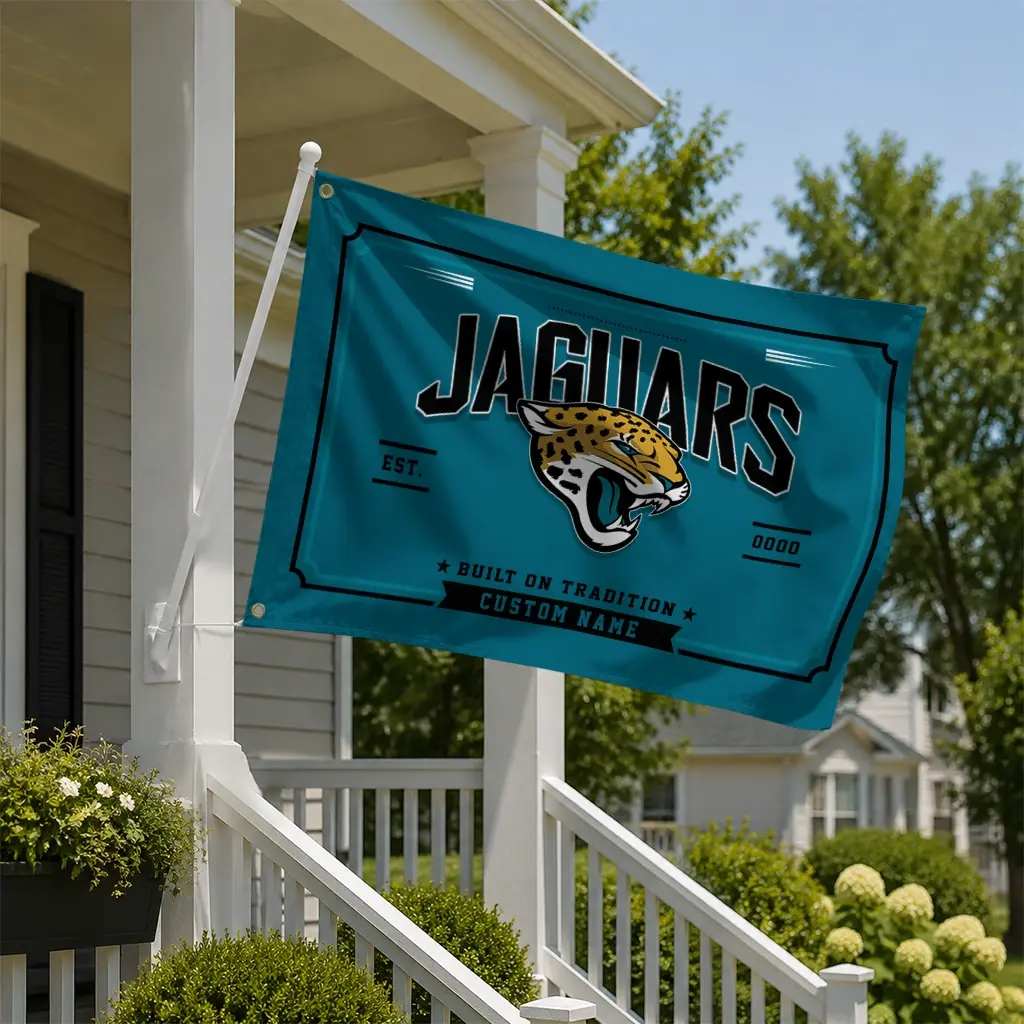 Jacksonville Jaguars House Flag Customized Ornate Border Teal New Arrival Jacksonville Jaguars House Flag Customized Ornate Border Teal New Arrival
