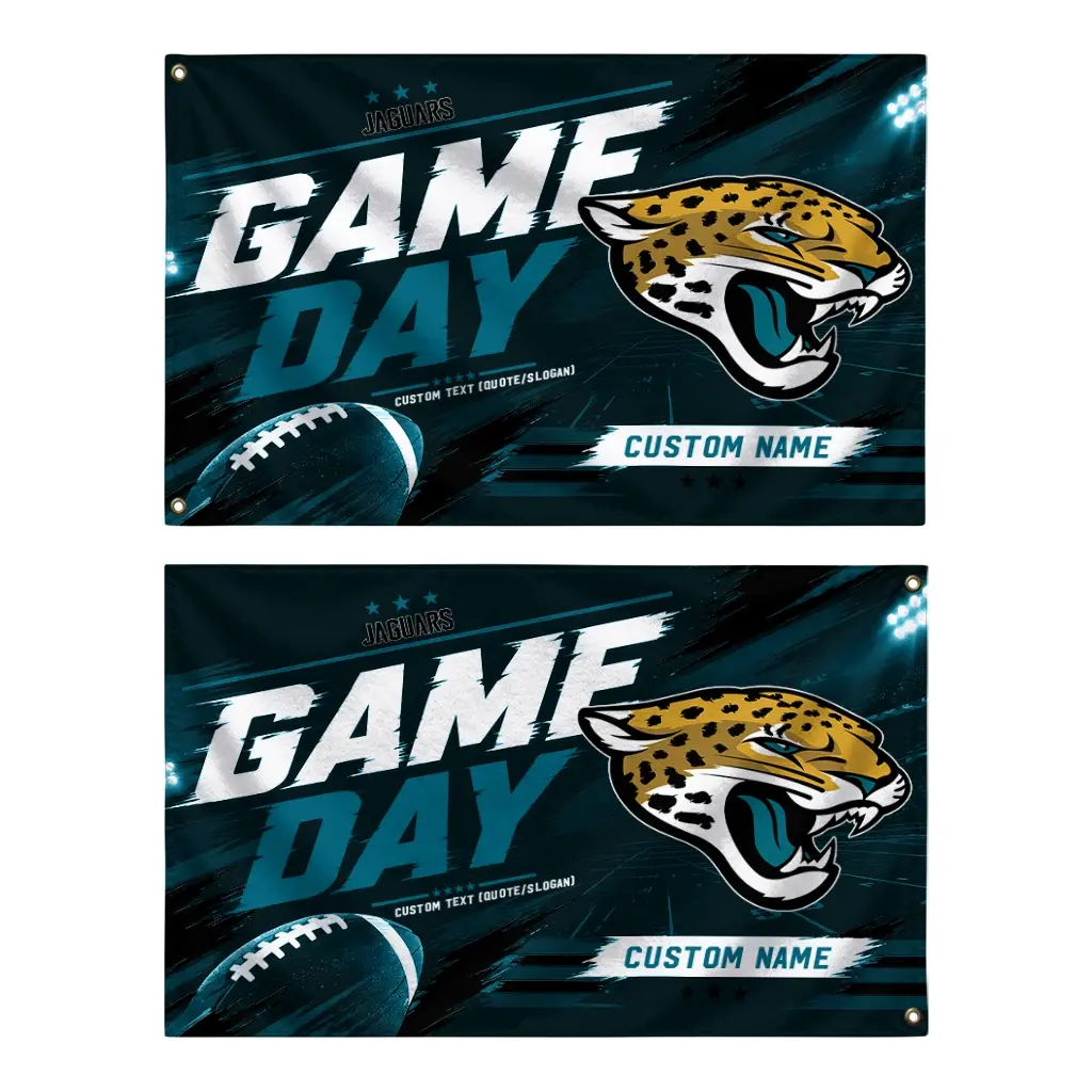 Jacksonville Jaguars House Flag Personalized Action Streaks Teal Fashion Forward Jacksonville Jaguars House Flag Personalized Action Streaks Teal Fashion Forward