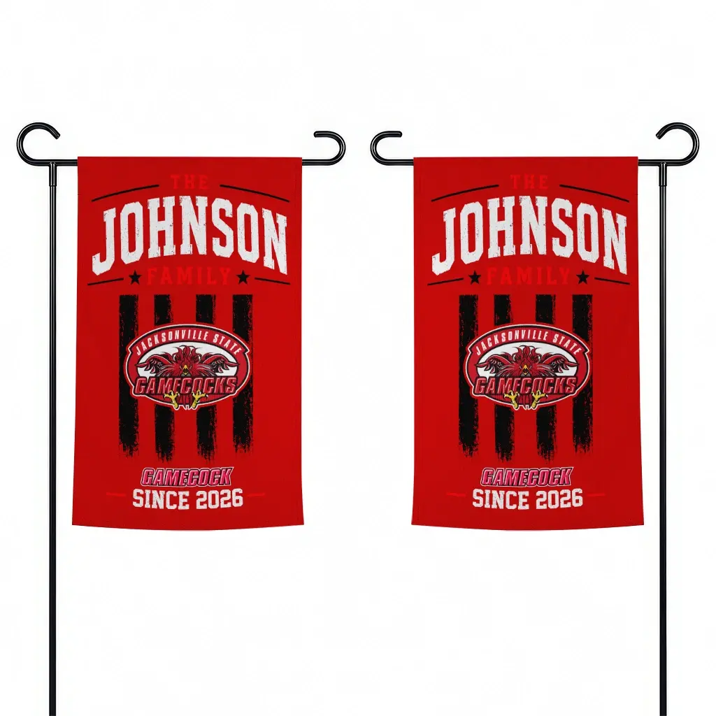 Jacksonville State Gamecocks Garden Flag Customized Distressed Stripes Red Fashion Forward Jacksonville State Gamecocks Garden Flag Customized Distressed Stripes Red Fashion Forward