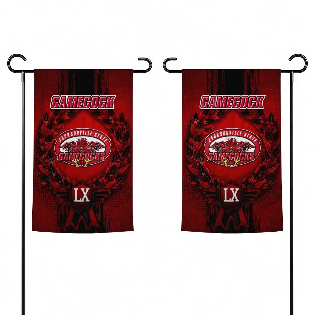 Jacksonville State Gamecocks Garden Flag Customized Laurel Wreath Red Fashion Forward Jacksonville State Gamecocks Garden Flag Customized Laurel Wreath Red Fashion Forward