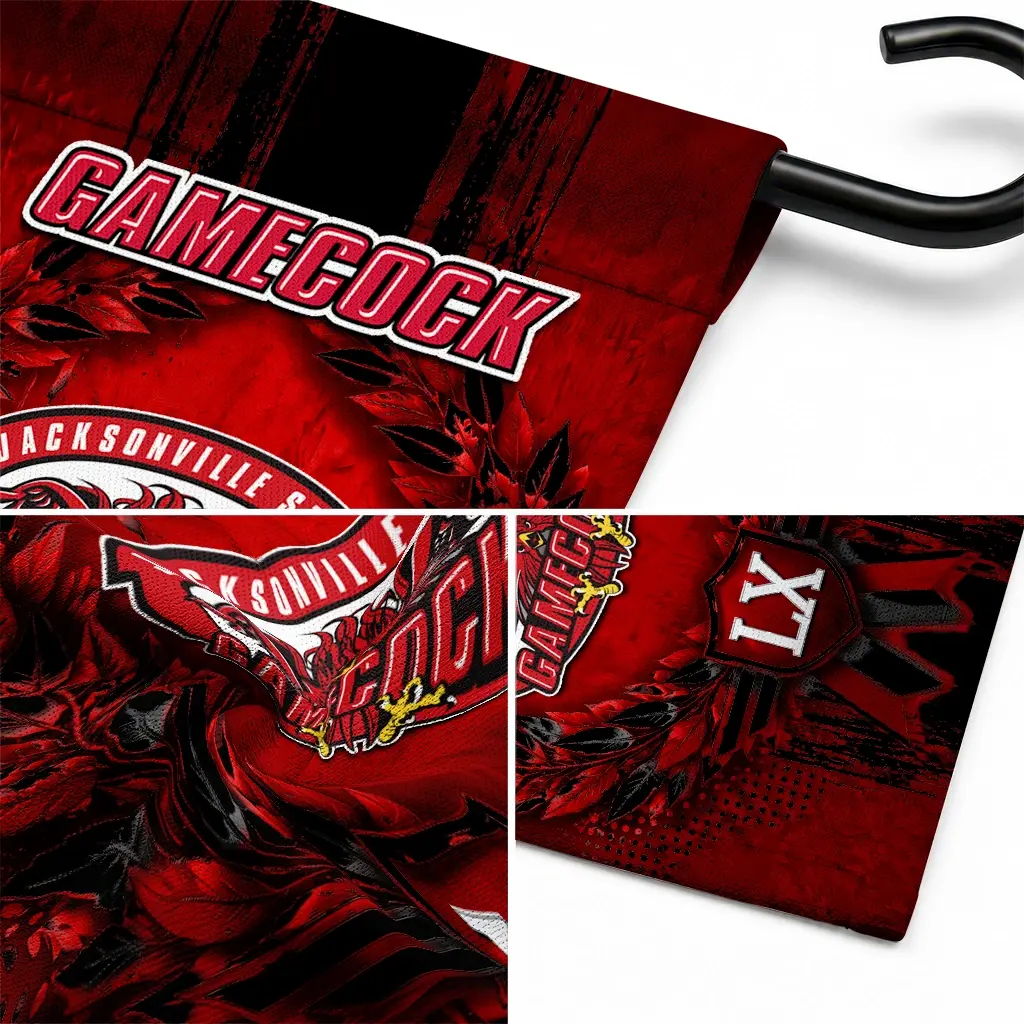 Jacksonville State Gamecocks Garden Flag Customized Laurel Wreath Red Latest Model Jacksonville State Gamecocks Garden Flag Customized Laurel Wreath Red Latest Model