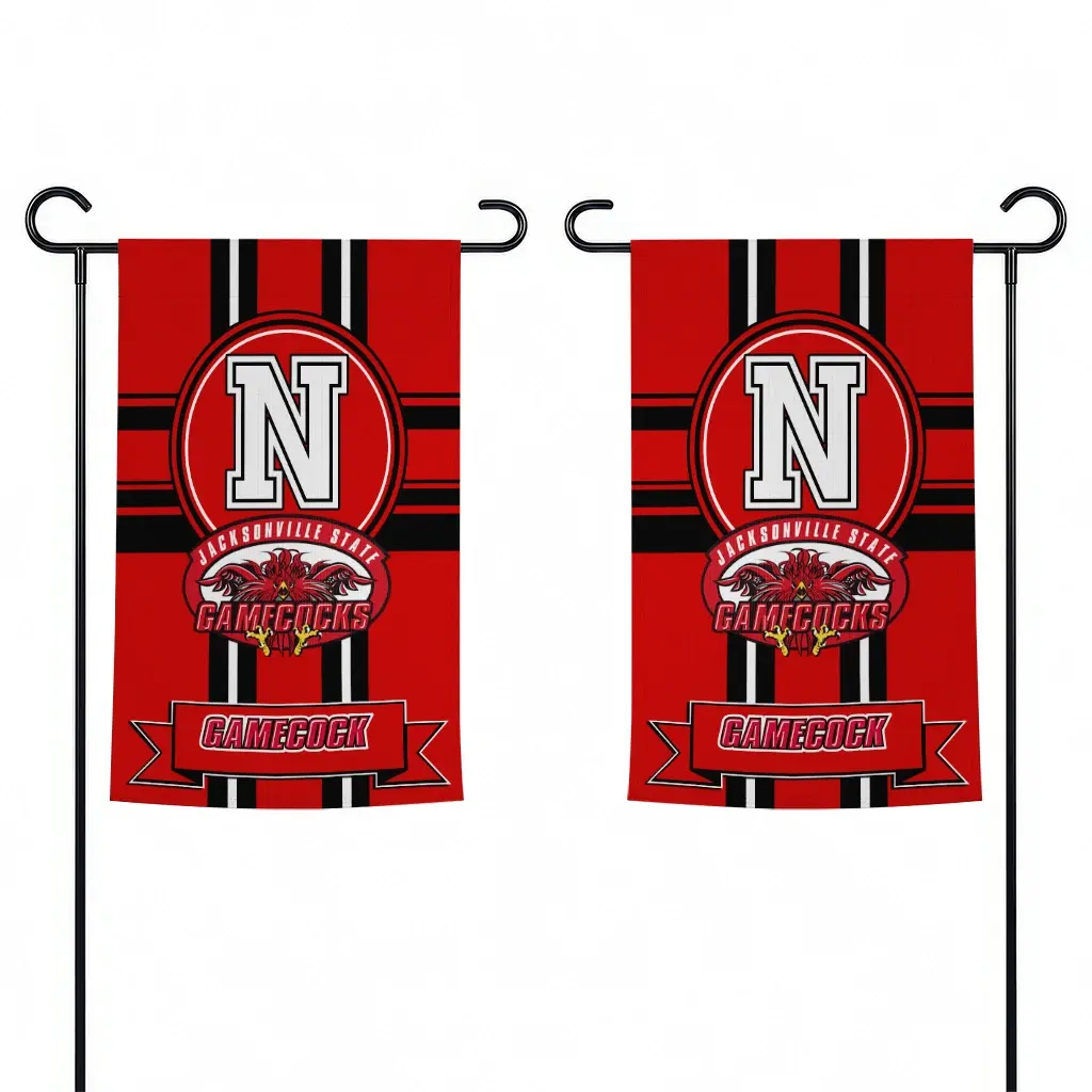 Jacksonville State Gamecocks Garden Flag Personalized Circle Medallion Red Fashion Forward Jacksonville State Gamecocks Garden Flag Personalized Circle Medallion Red Fashion Forward