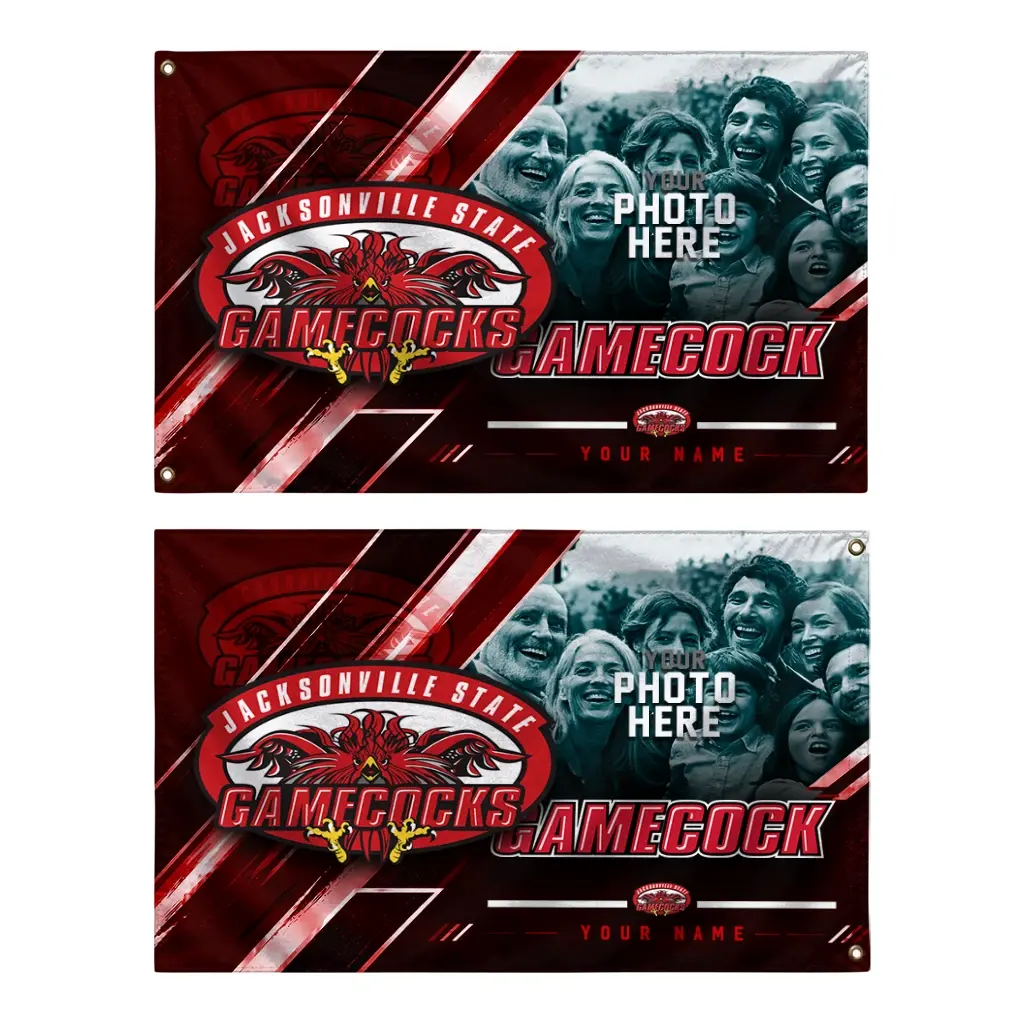 Jacksonville State Gamecocks House Flag Custom Diagonal Stripes Red Fashion Forward Jacksonville State Gamecocks House Flag Custom Diagonal Stripes Red Fashion Forward