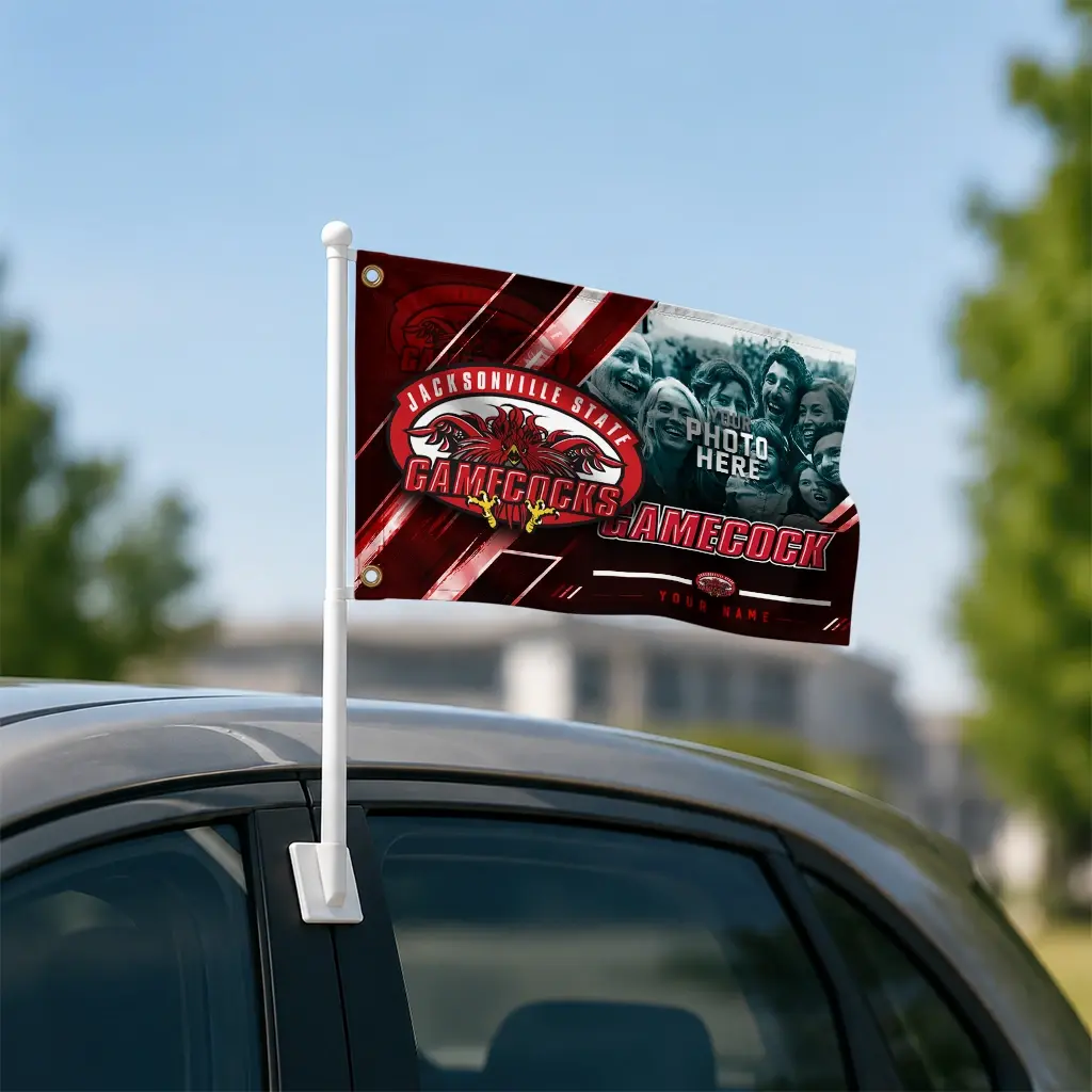 Jacksonville State Gamecocks House Flag Custom Diagonal Stripes Red Latest Model Jacksonville State Gamecocks House Flag Custom Diagonal Stripes Red Latest Model