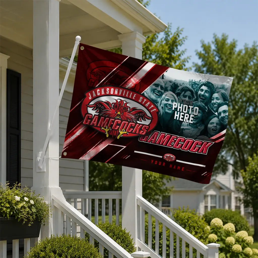 Jacksonville State Gamecocks House Flag Custom Diagonal Stripes Red New Arrival Jacksonville State Gamecocks House Flag Custom Diagonal Stripes Red New Arrival