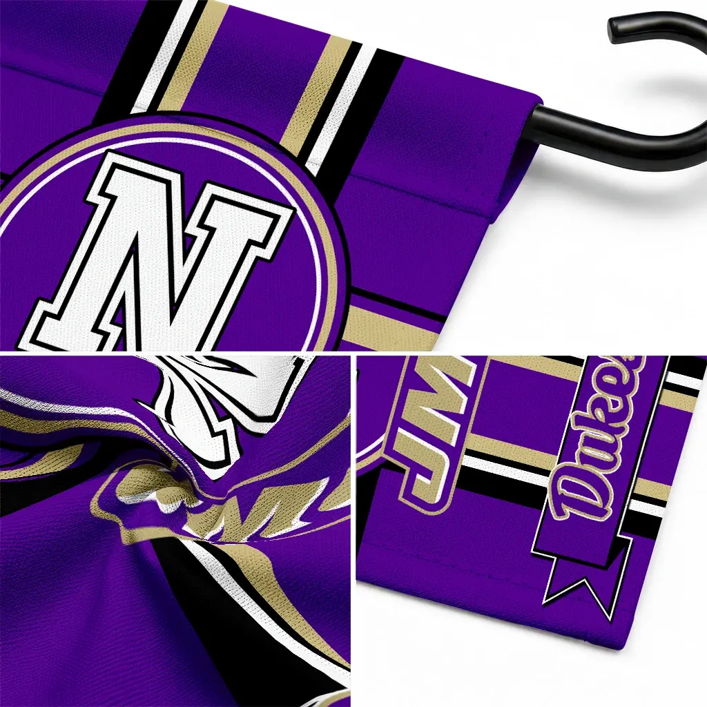 James Madison Dukes Garden Flag Custom Circle Medallion Purple Latest Model James Madison Dukes Garden Flag Custom Circle Medallion Purple Latest Model