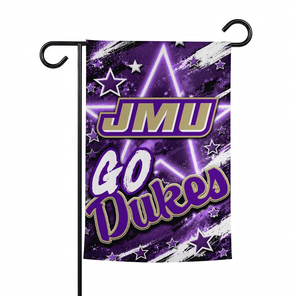 James Madison Dukes Garden Flag Customized Glowing Star Purple Best Selling James Madison Dukes Garden Flag Customized Glowing Star Purple Best Selling