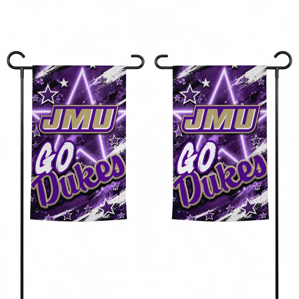 James Madison Dukes Garden Flag Customized Glowing Star Purple Fashion Forward James Madison Dukes Garden Flag Customized Glowing Star Purple Fashion Forward