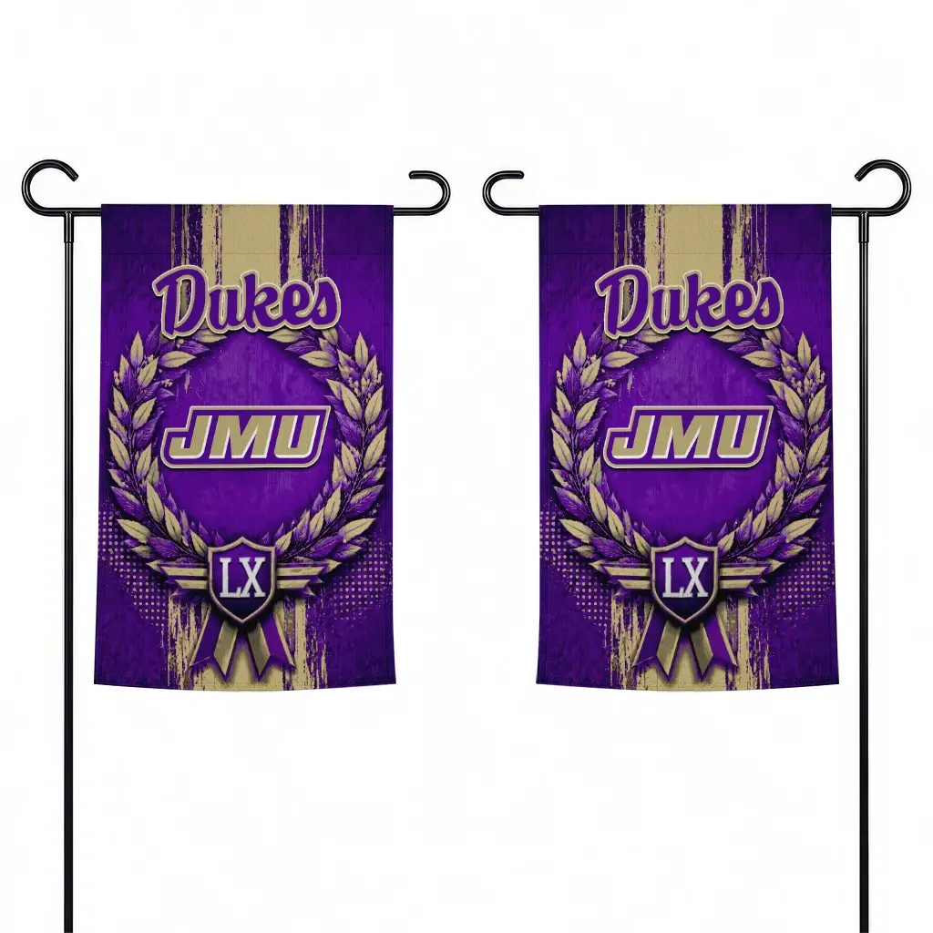 James Madison Dukes Garden Flag Personalized Laurel Wreath Purple Fashion Forward James Madison Dukes Garden Flag Personalized Laurel Wreath Purple Fashion Forward