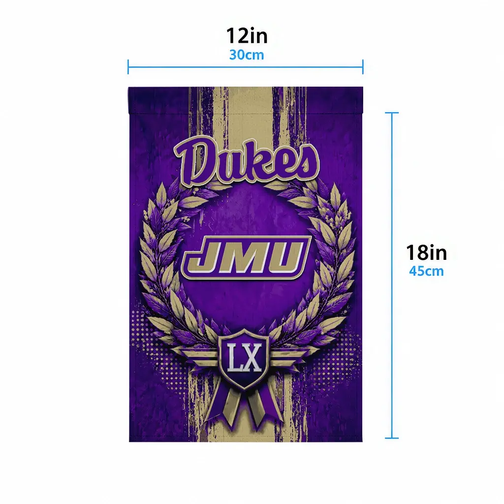 James Madison Dukes Garden Flag Personalized Laurel Wreath Purple High Quality James Madison Dukes Garden Flag Personalized Laurel Wreath Purple High Quality