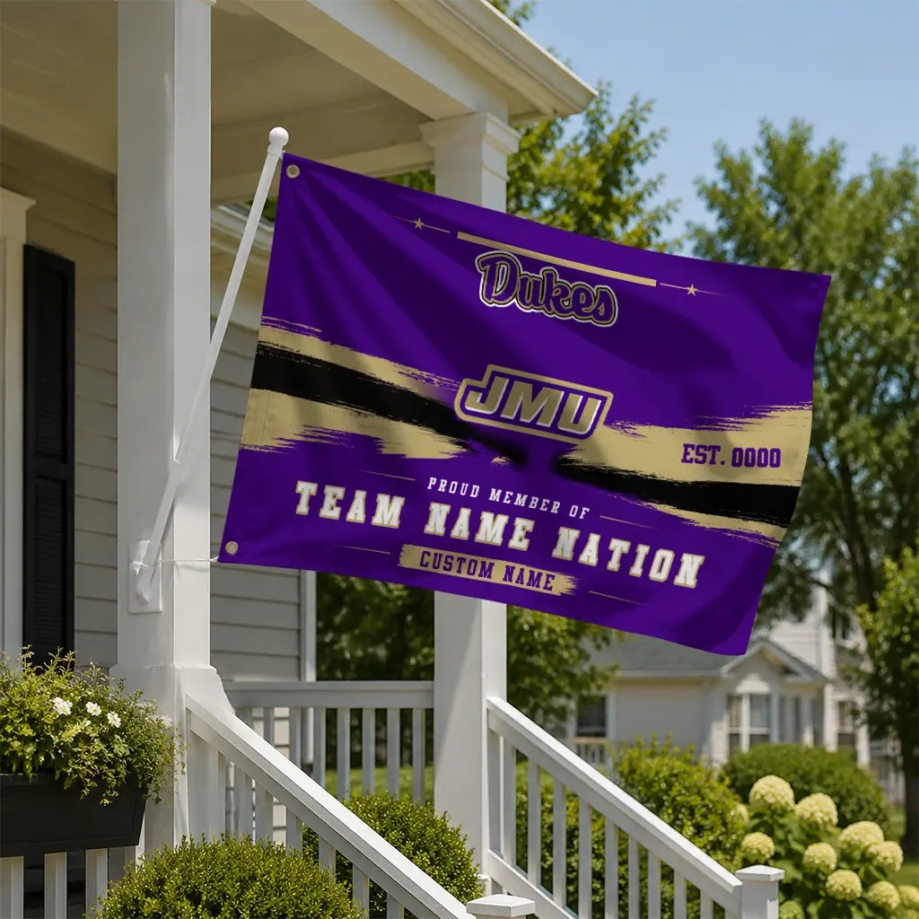 James Madison Dukes House Flag Custom Brushed Streaks Purple New Arrival James Madison Dukes House Flag Custom Brushed Streaks Purple New Arrival