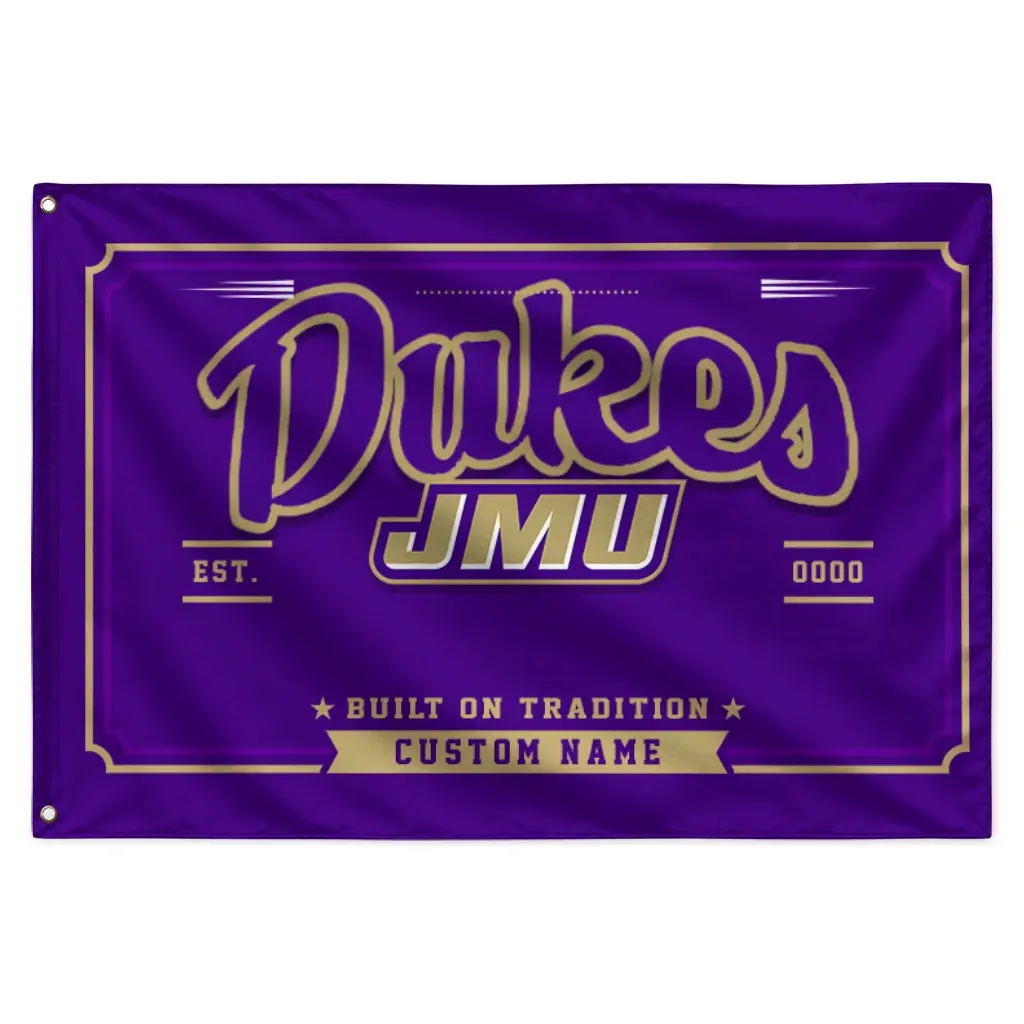 James Madison Dukes House Flag Custom Ornate Border Purple Best Selling James Madison Dukes House Flag Custom Ornate Border Purple Best Selling
