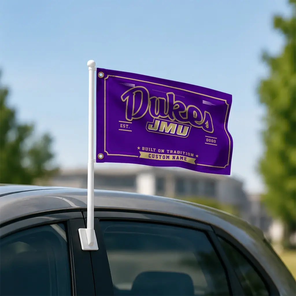 James Madison Dukes House Flag Custom Ornate Border Purple Latest Model James Madison Dukes House Flag Custom Ornate Border Purple Latest Model