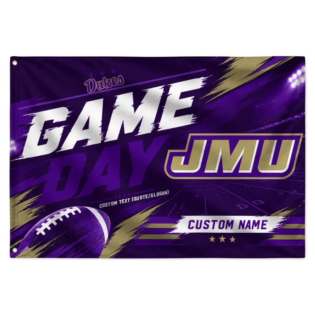 James Madison Dukes House Flag Customized Action Streaks Purple Best Selling James Madison Dukes House Flag Customized Action Streaks Purple Best Selling
