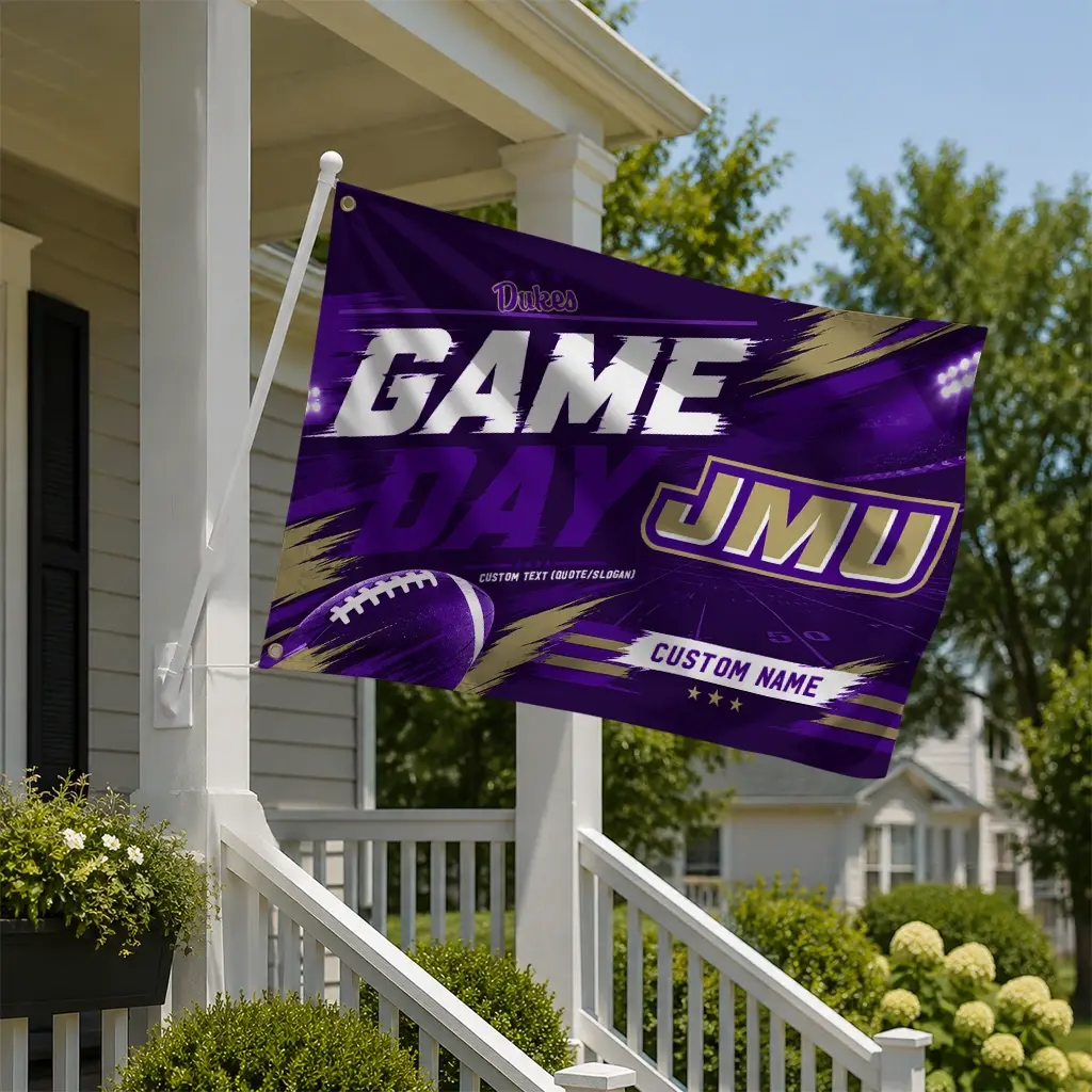 James Madison Dukes House Flag Customized Action Streaks Purple New Arrival James Madison Dukes House Flag Customized Action Streaks Purple New Arrival