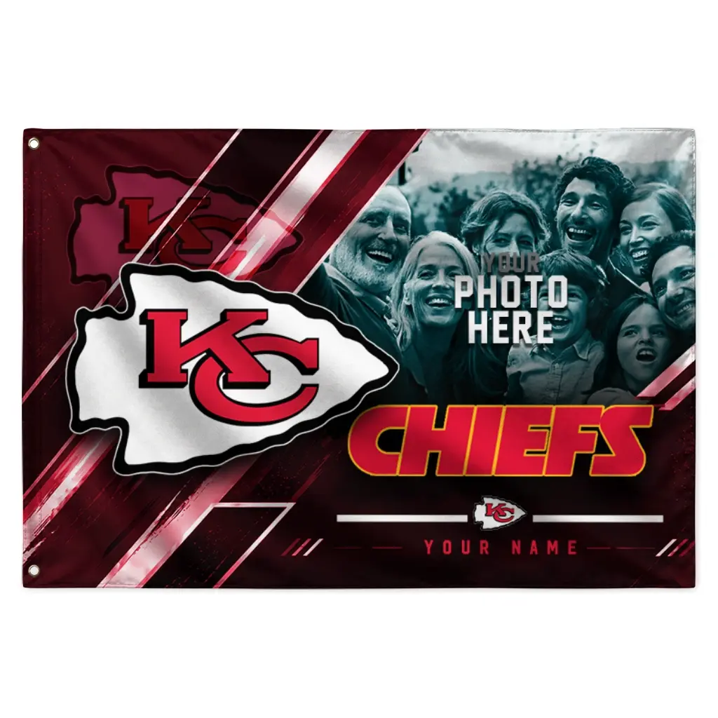 Kansas City Chiefs House Flag Custom Diagonal Stripes Red Best Selling Kansas City Chiefs House Flag Custom Diagonal Stripes Red Best Selling