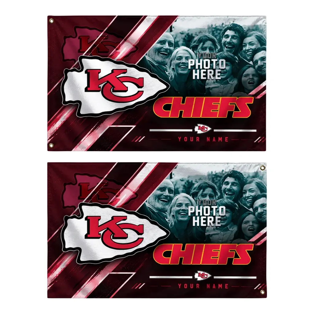 Kansas City Chiefs House Flag Custom Diagonal Stripes Red Fashion Forward Kansas City Chiefs House Flag Custom Diagonal Stripes Red Fashion Forward
