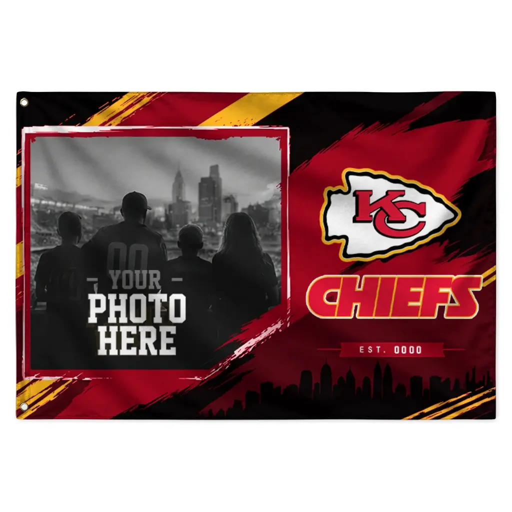 Kansas City Chiefs House Flag Customized Framed Photo Red Black Best Selling Kansas City Chiefs House Flag Customized Framed Photo Red Black Best Selling