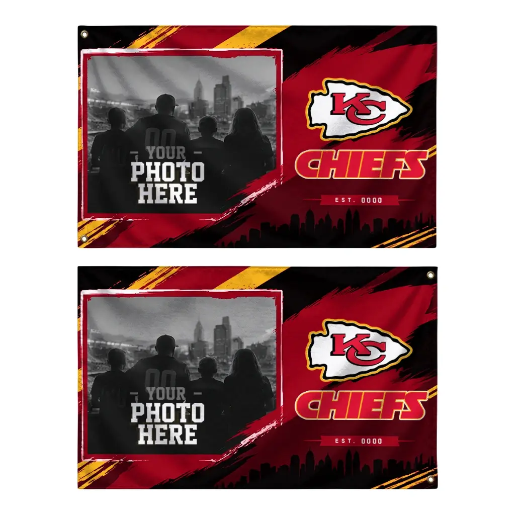 Kansas City Chiefs House Flag Customized Framed Photo Red Black Fashion Forward Kansas City Chiefs House Flag Customized Framed Photo Red Black Fashion Forward