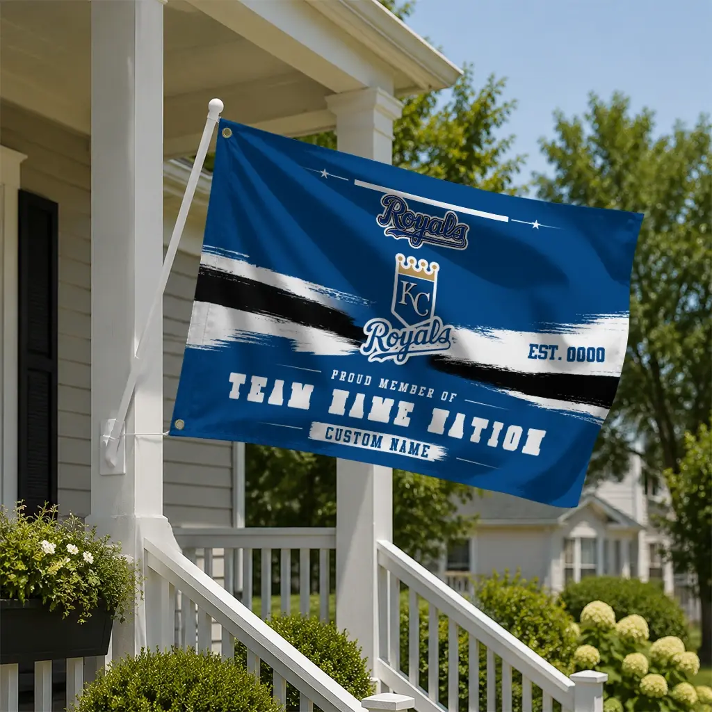 Kansas City Royals House Flag Customized Brushed Streaks Royal Blue New Arrival Kansas City Royals House Flag Customized Brushed Streaks Royal Blue New Arrival