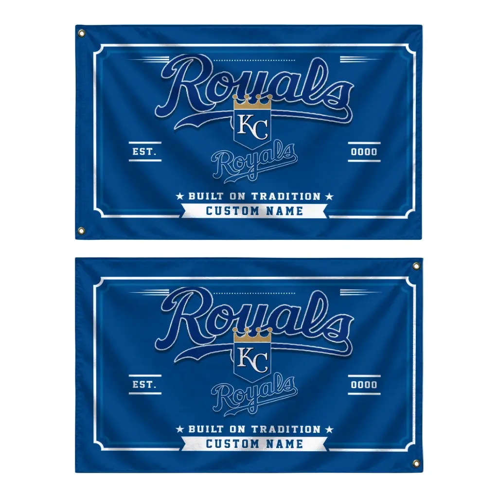Kansas City Royals House Flag Customized Ornate Border Royal Blue Fashion Forward Kansas City Royals House Flag Customized Ornate Border Royal Blue Fashion Forward
