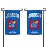 Kansas Jayhawks Garden Flag Custom Distressed Stripes Blue Best Selling